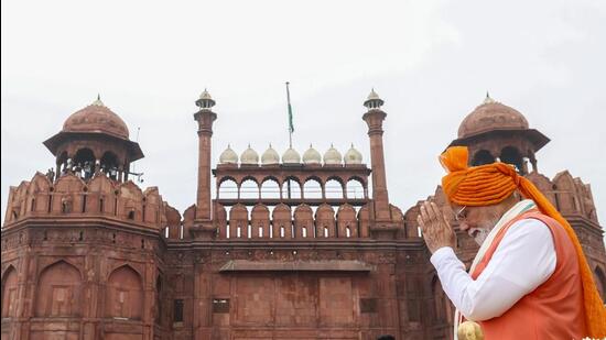 पीएम मोदी ने 103 मिनट का पता दिया-रेड किले के प्राचीर से उनका सबसे लंबा। (पीएमओ)